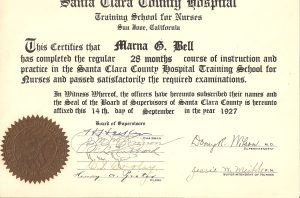 Santa Clara Nurse School Cert.